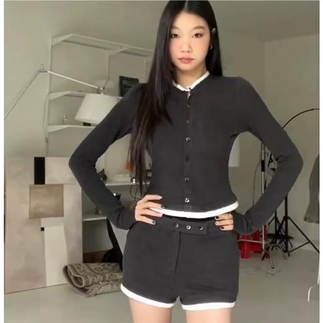 Crop Cardigan Vintage - Topy z długim rękawem kobieta 2024