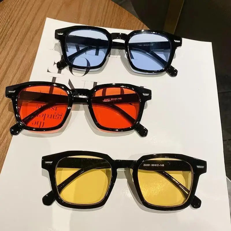Vintage Fashion Designer - Męskie prostokątne okulary przeciwsłoneczne w stylu
