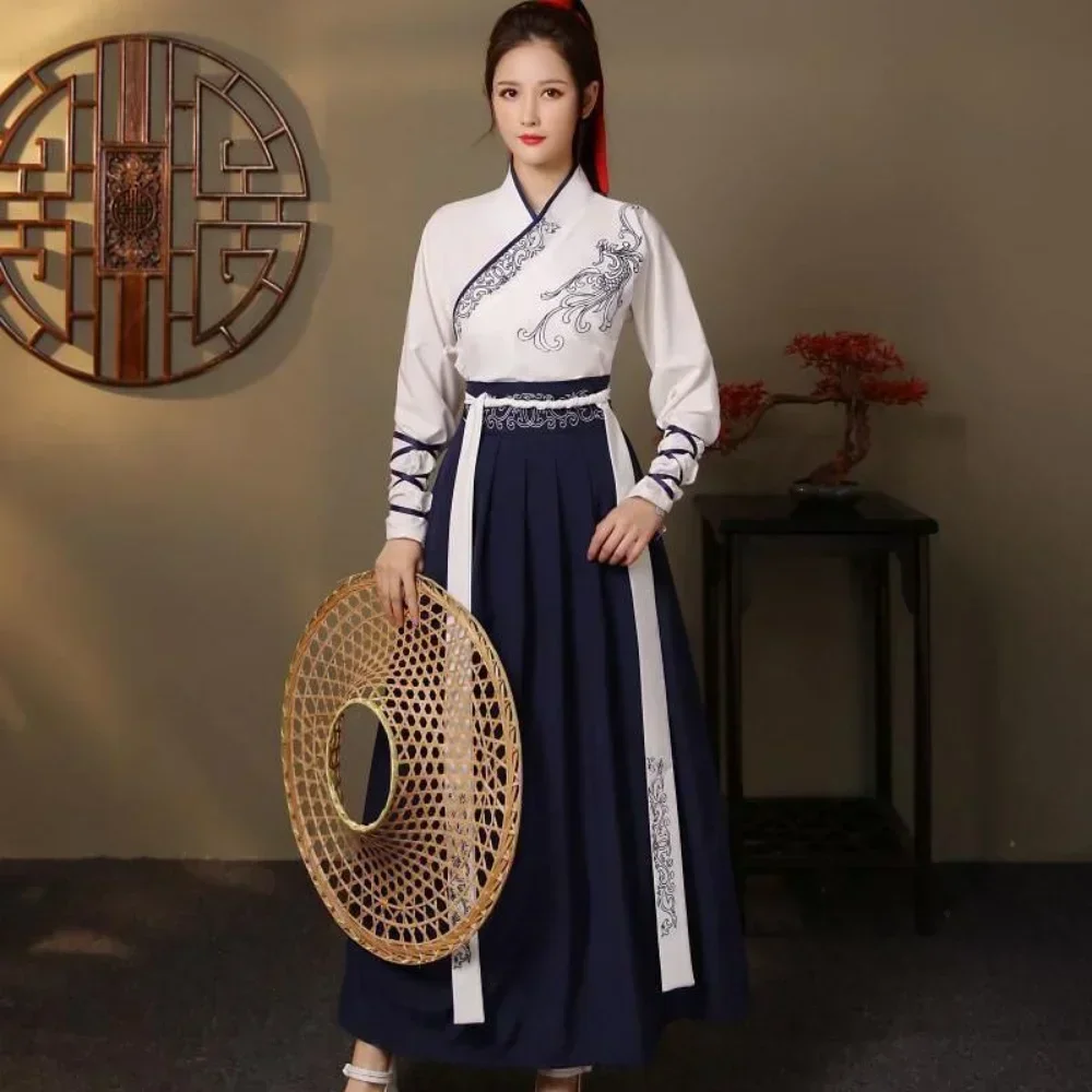 Vintage Fashion Style Men - Nowoczesny damski zestaw Hanfu: top i