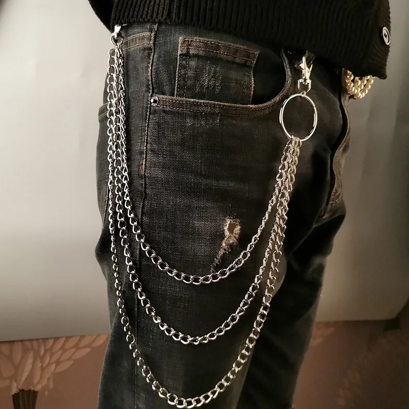 Vintage Fashion Ai - Metalowy pasek z łańcuchem, punkowy haczyk,