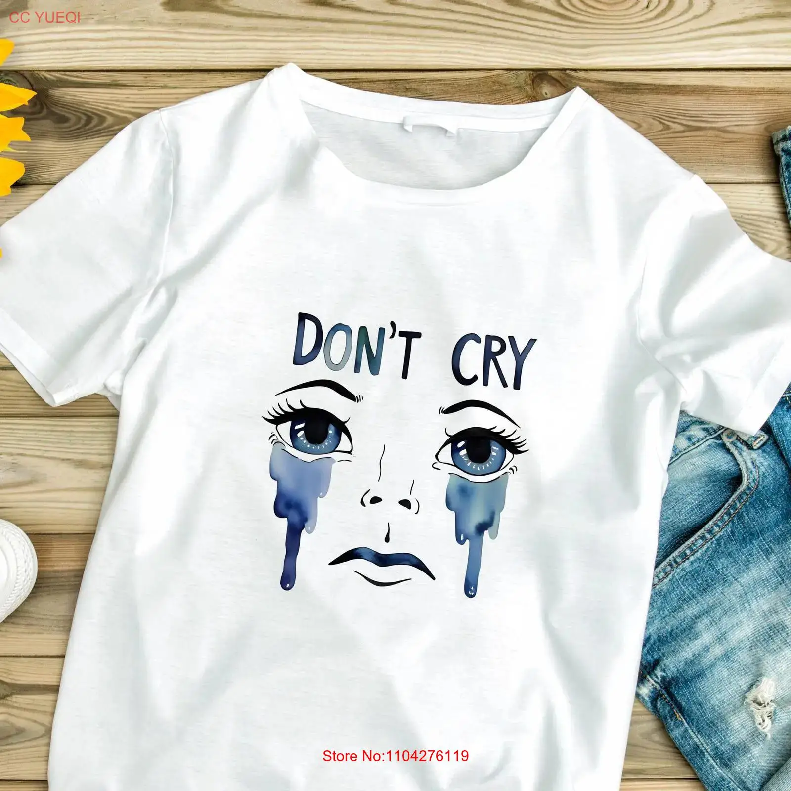Vintage Fashion Illustration - Koszulka z cytatem Cry, emocjonalna fraza,