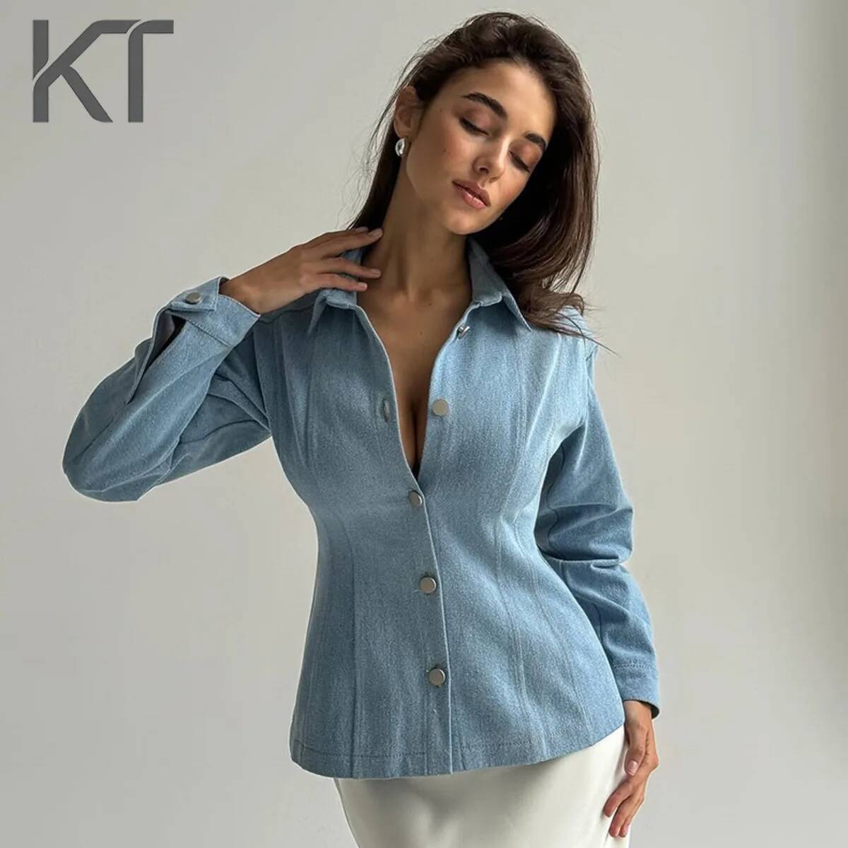 Usa Vintage Fashion - KT Vintage Dżinsowa Koszula Damska z
