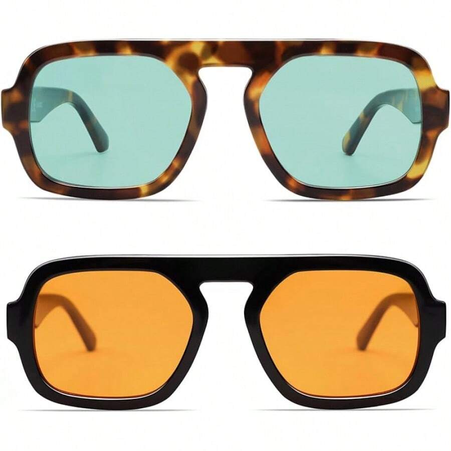 Vintage Fashion Style Men - Okulary przeciwsłoneczne VANLINKER Oversized Retro Square