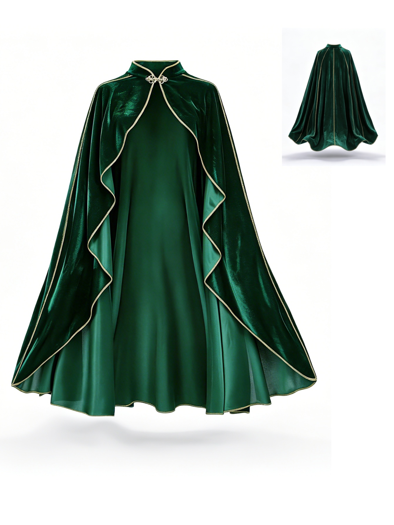 Vintage Fashion Dresses - Damski płaszcz zielony aksamitny w stylu
