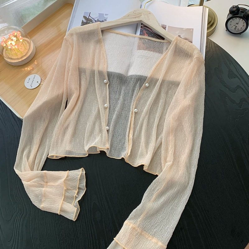 Crop Cardigan Vintage - Damski cienki sweter rozpinany z dzianiny