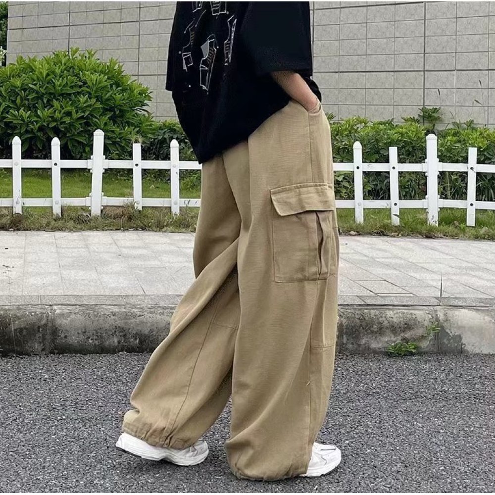 Vintage Fashion Style Men - Japońskie spodnie cargo w stylu streetwear