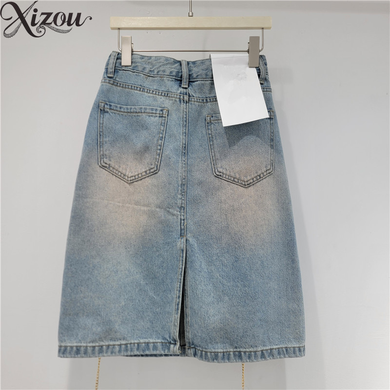 Damska spódnica midi z denimu  – Denim Skirt Midi Vintage recenzja i cena