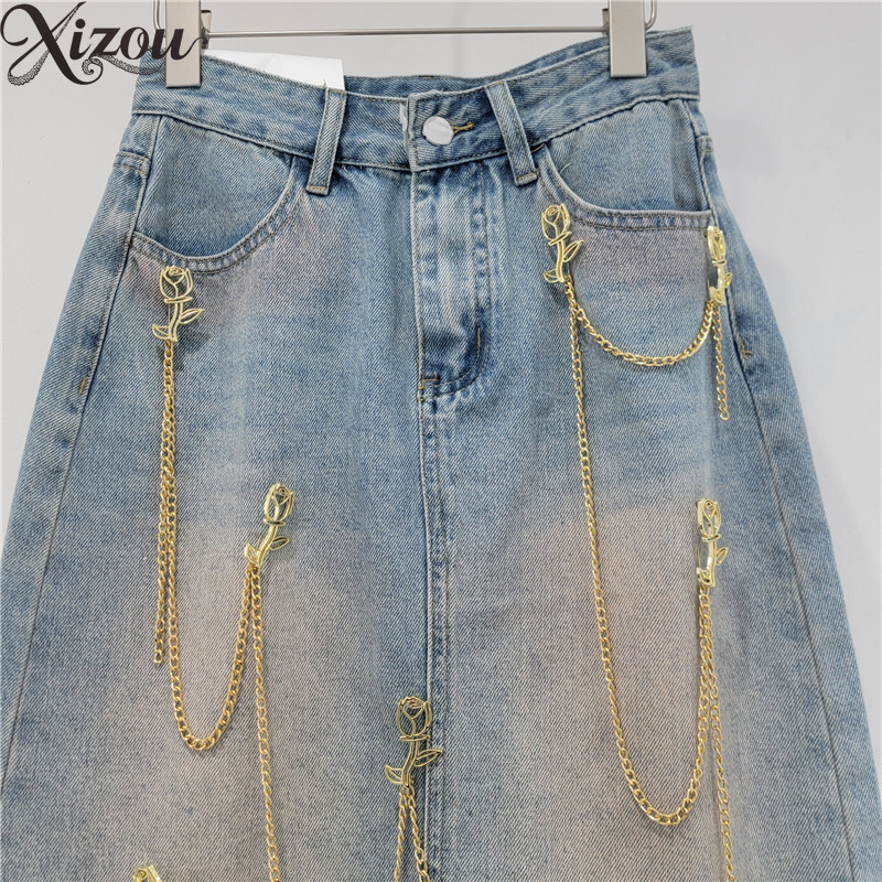 Damska spódnica midi z denimu  – Denim Skirt Midi Vintage recenzja i cena