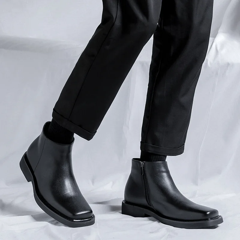 Czarne Nowe Modne Męskie Skórz – Vintage Fashion Style Men recenzja i cena