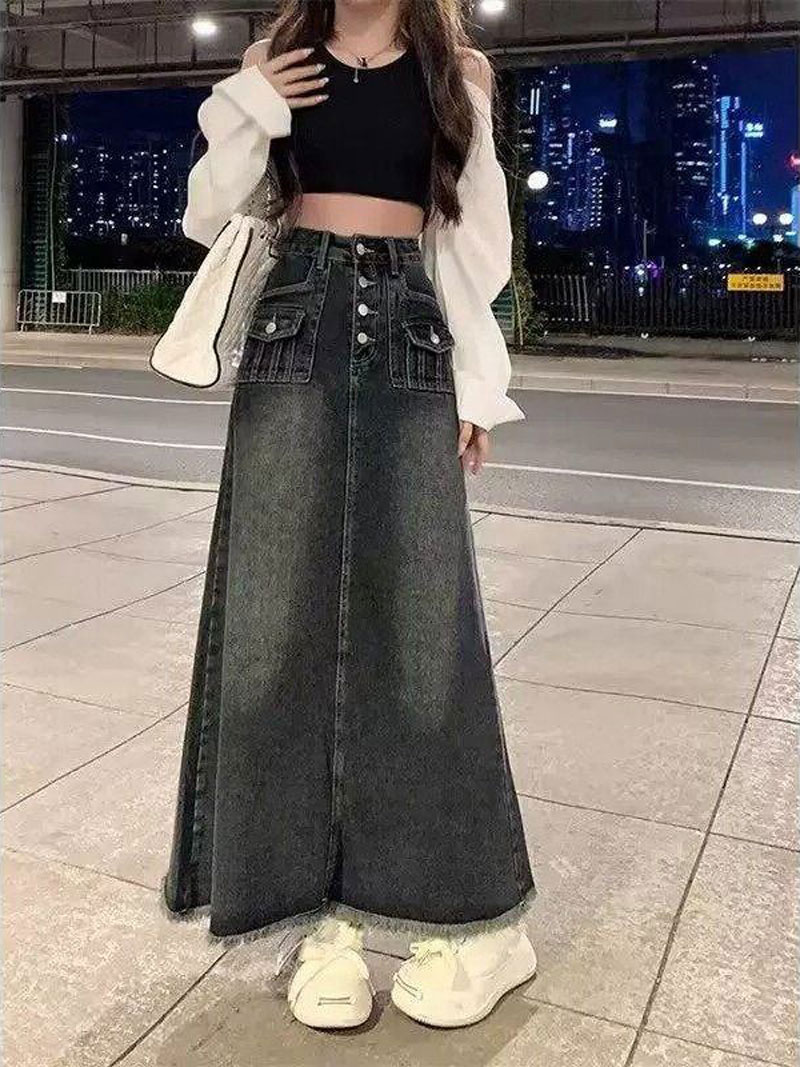 Dżinsowa spódnica midi z wysok – Denim Skirt Midi Vintage recenzja i cena