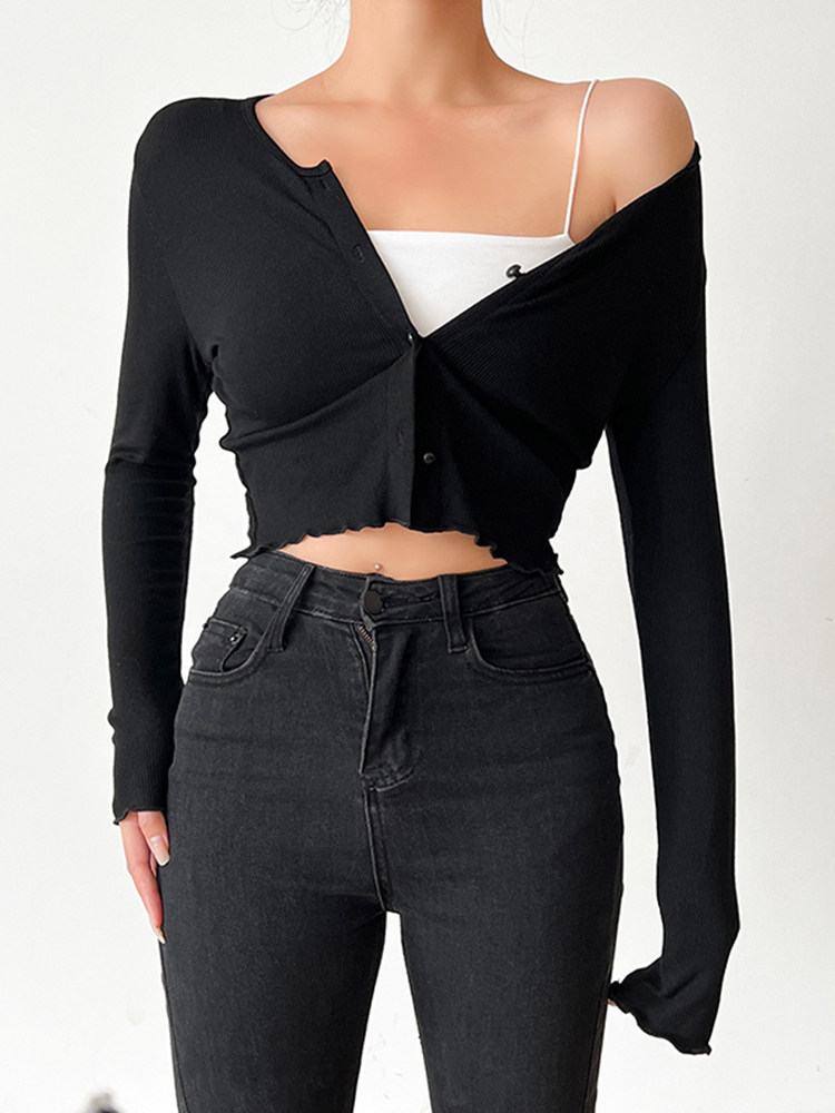 Damski czarny gotycki kardigan – Crop Cardigan Vintage recenzja i cena