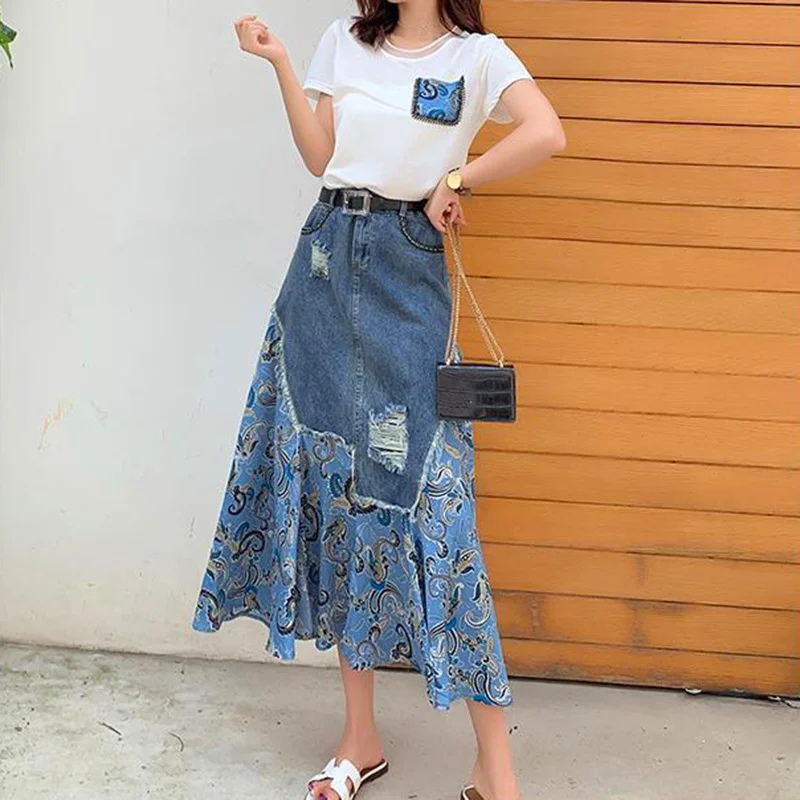 Letnie długie spódnice z wysok – Denim Skirt Midi Vintage recenzja i cena