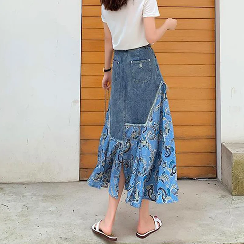 Letnie długie spódnice z wysok – Denim Skirt Midi Vintage recenzja i cena