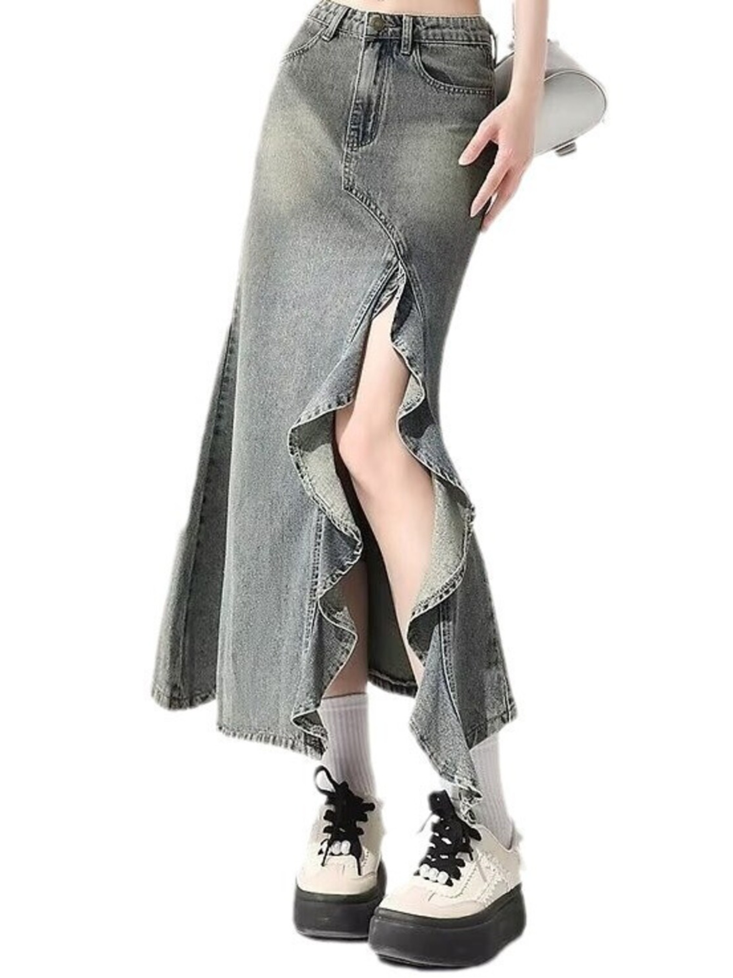 Damska spódnica maxi typu syre – Denim Skirt Midi Vintage recenzja i cena