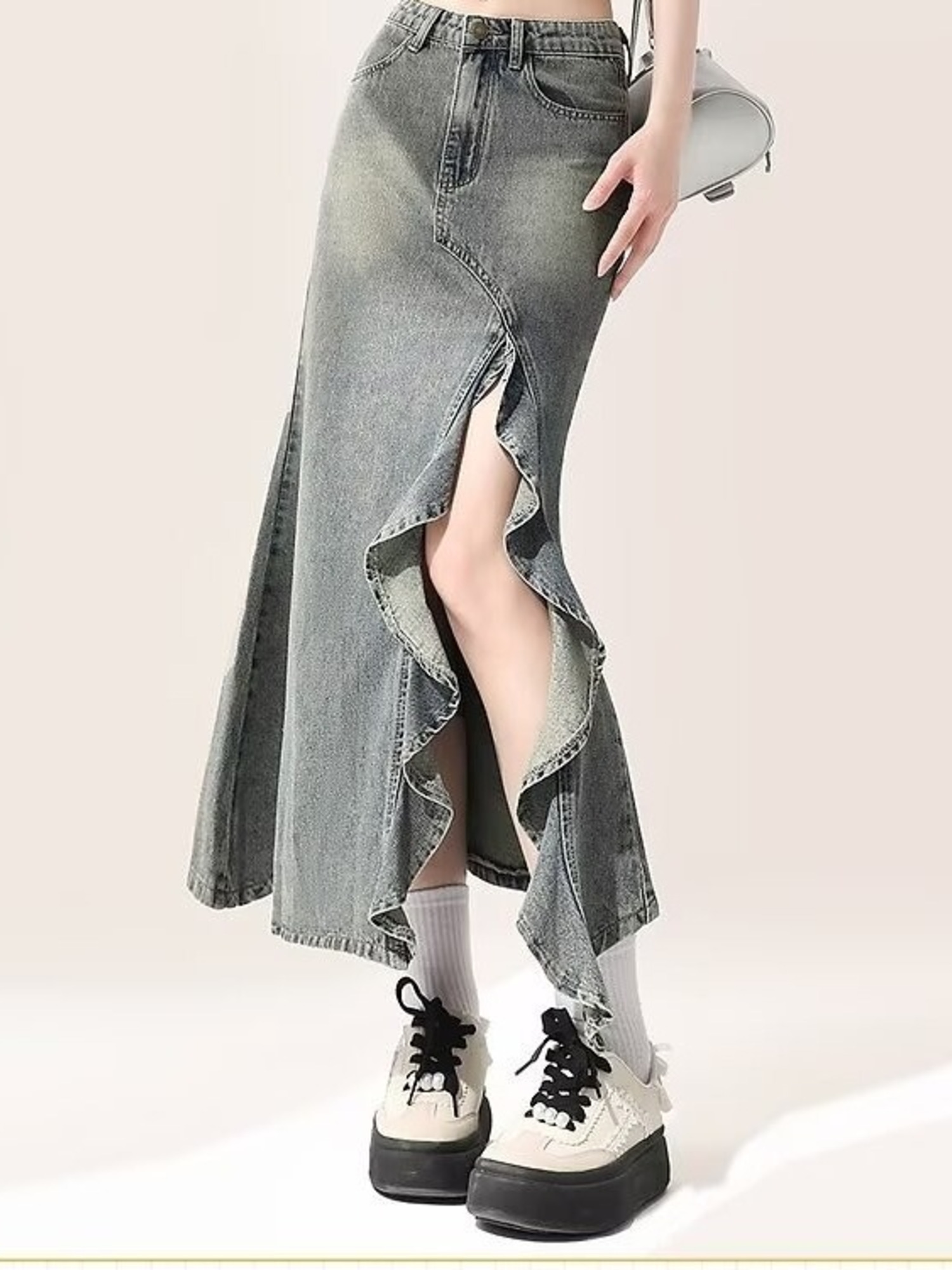 Damska spódnica maxi typu syre – Denim Skirt Midi Vintage recenzja i cena