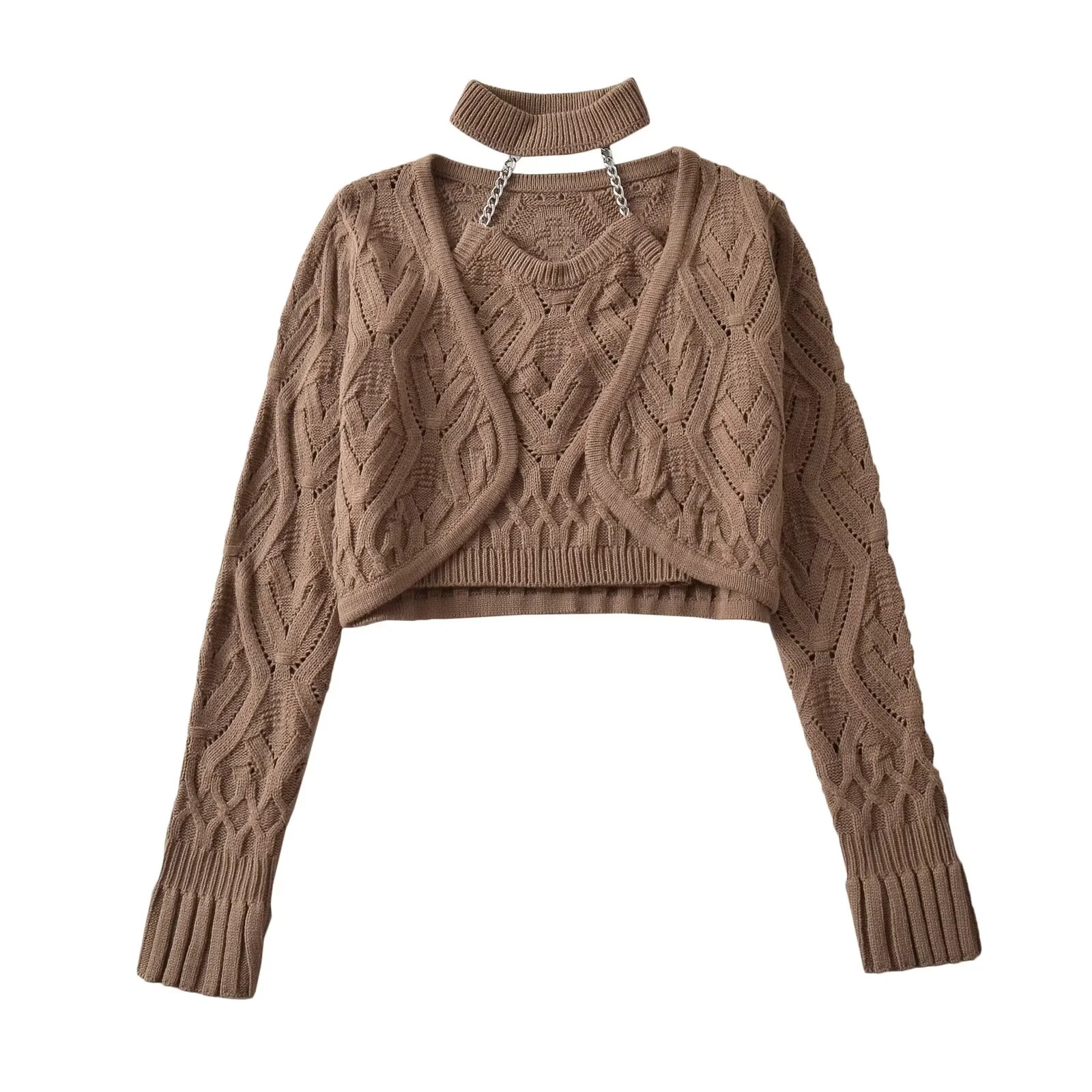 Damski czarny krótki top typu  – Crop Cardigan Vintage recenzja i cena