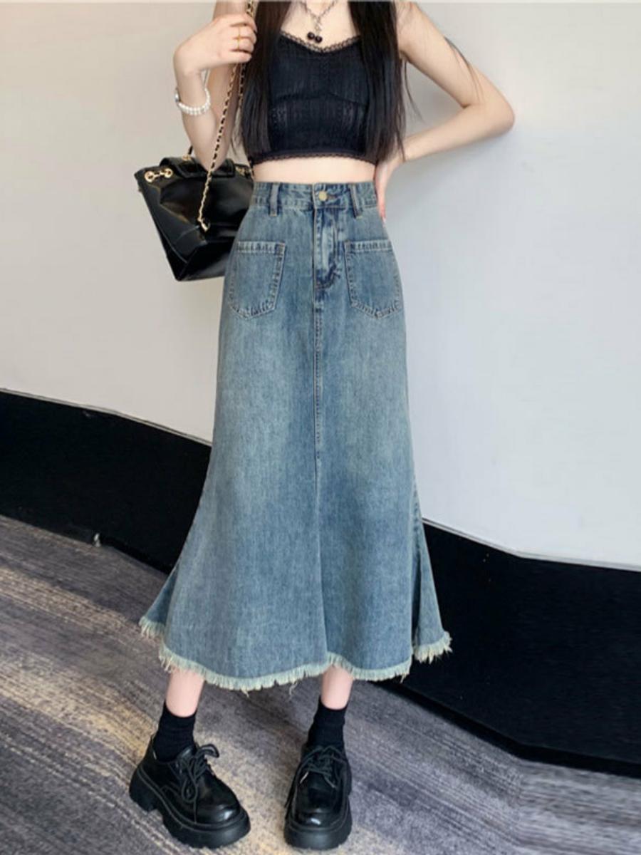 Spódnica midi z wysokim stanem – Denim Skirt Midi Vintage recenzja i cena