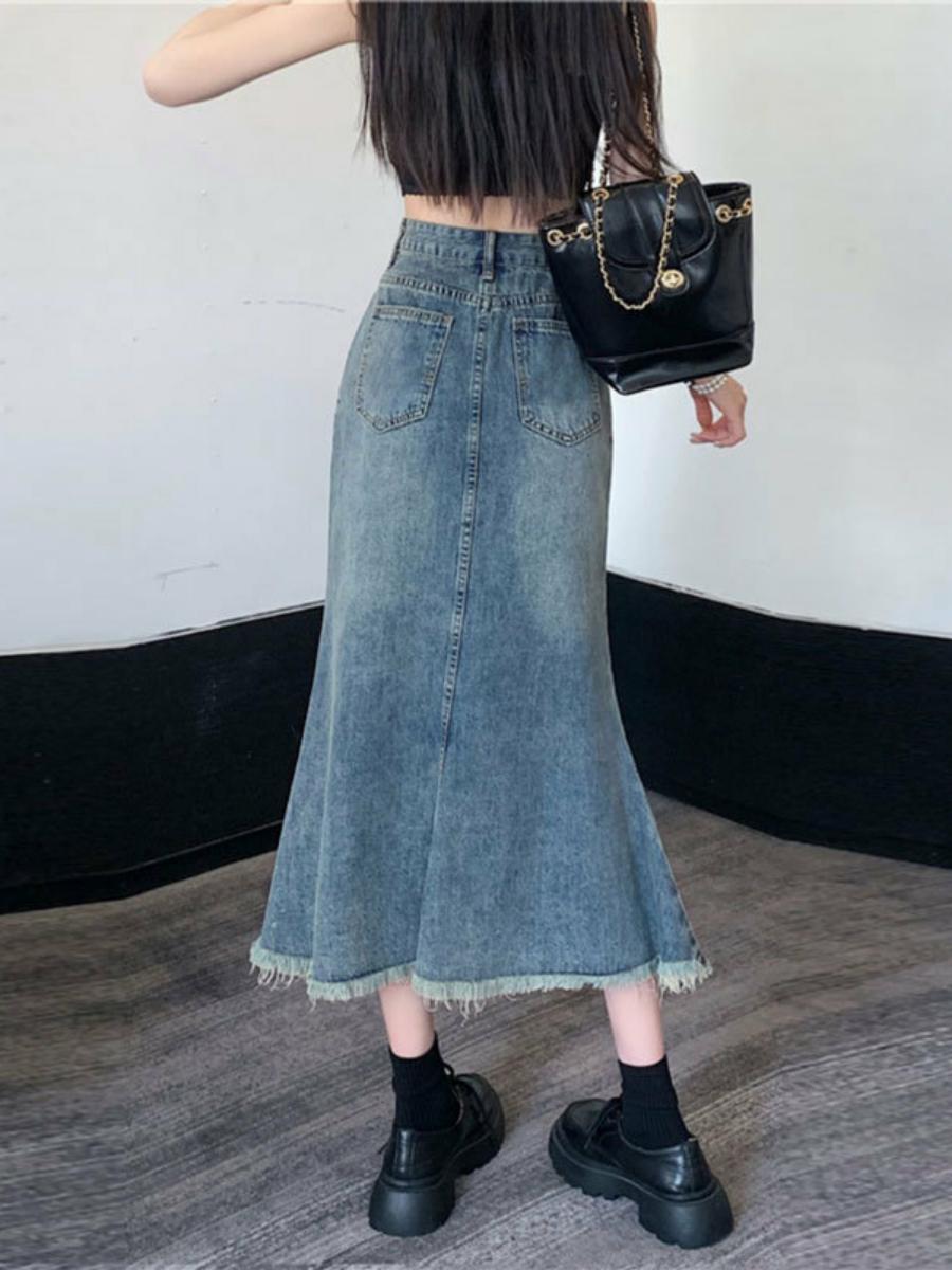 Spódnica midi z wysokim stanem – Denim Skirt Midi Vintage recenzja i cena