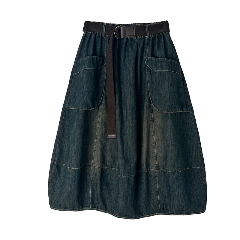 Duża dżinsowa spódnica z paski – Denim Skirt Midi Vintage recenzja i cena