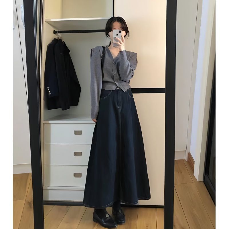 Damska spódnica midi w stylu v – Denim Skirt Midi Vintage recenzja i cena