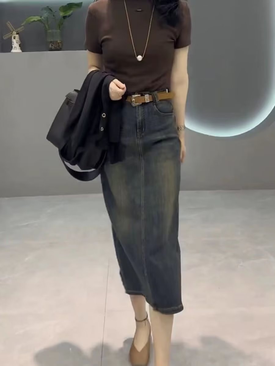 Dżinsowa spódnica midi z wysok – Denim Skirt Midi Vintage recenzja i cena
