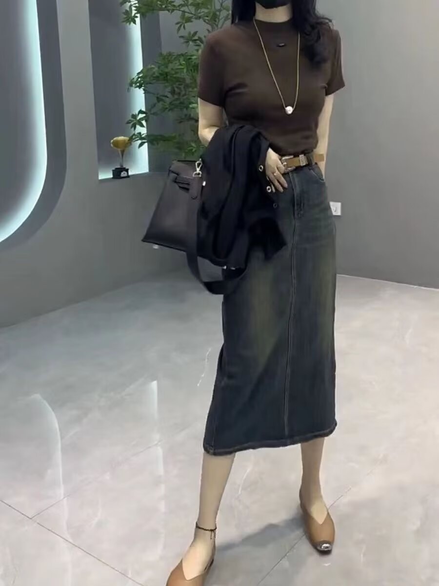 Dżinsowa spódnica midi z wysok – Denim Skirt Midi Vintage recenzja i cena