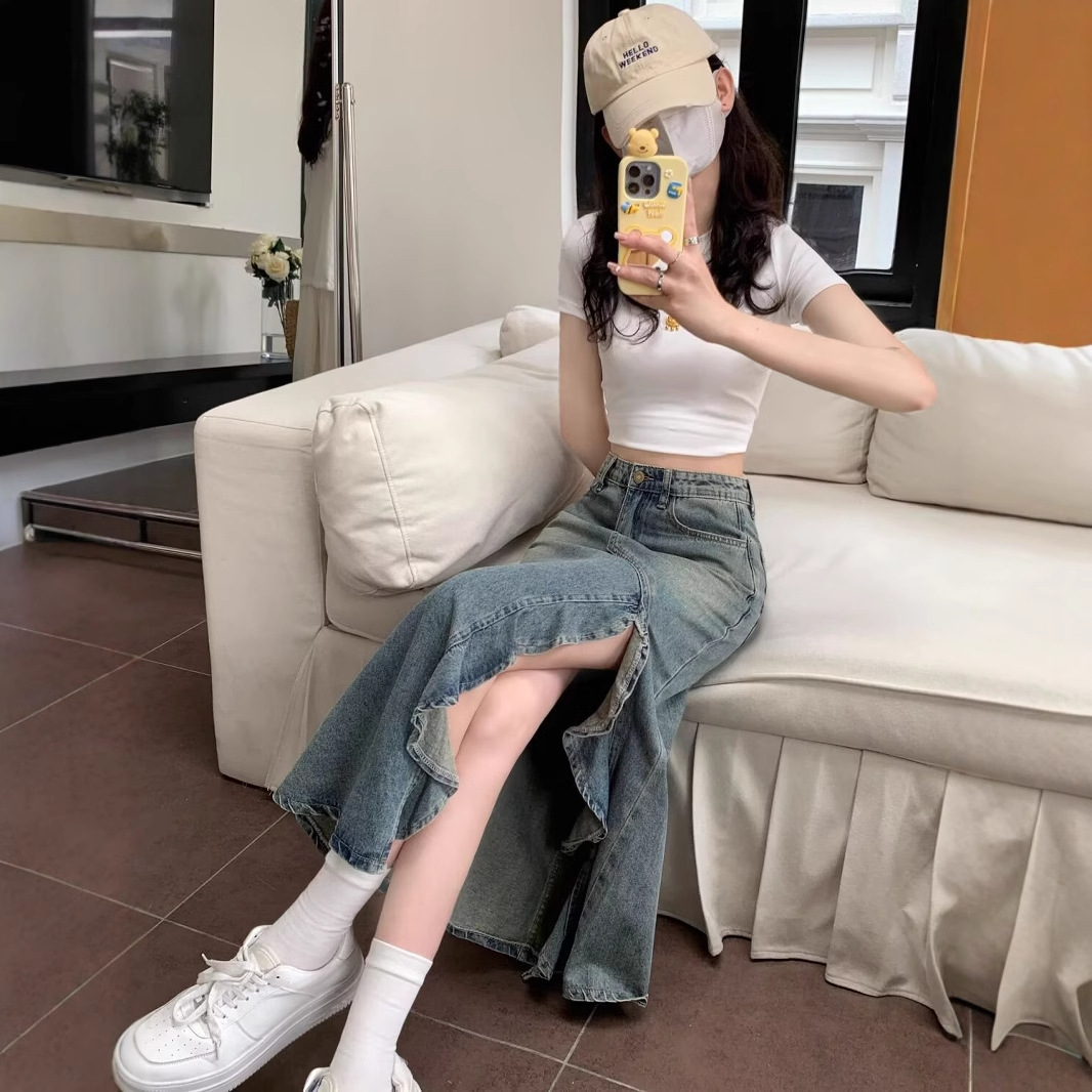 Koreańska spódnica dżinsowa z  – Denim Skirt Midi Vintage recenzja i cena
