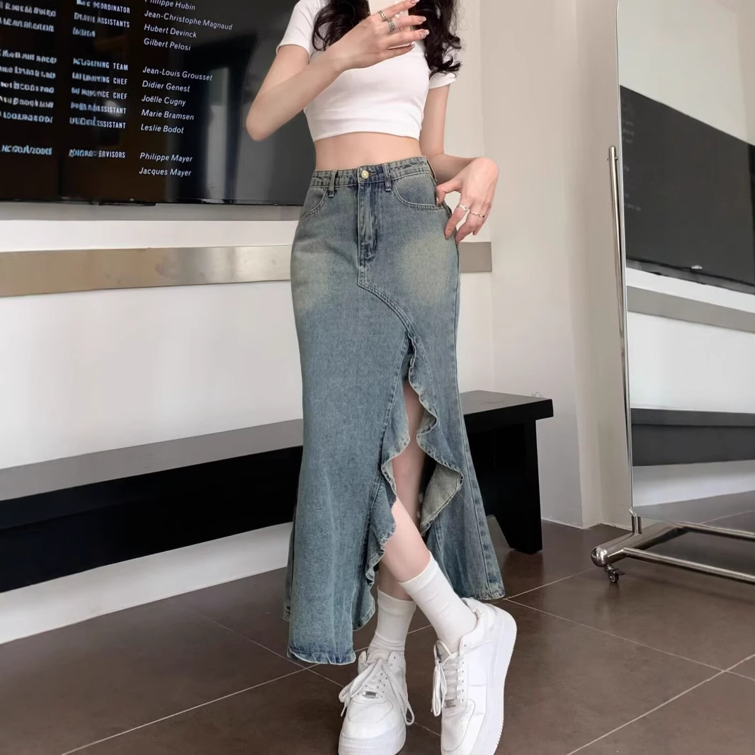 Koreańska spódnica dżinsowa z  – Denim Skirt Midi Vintage recenzja i cena