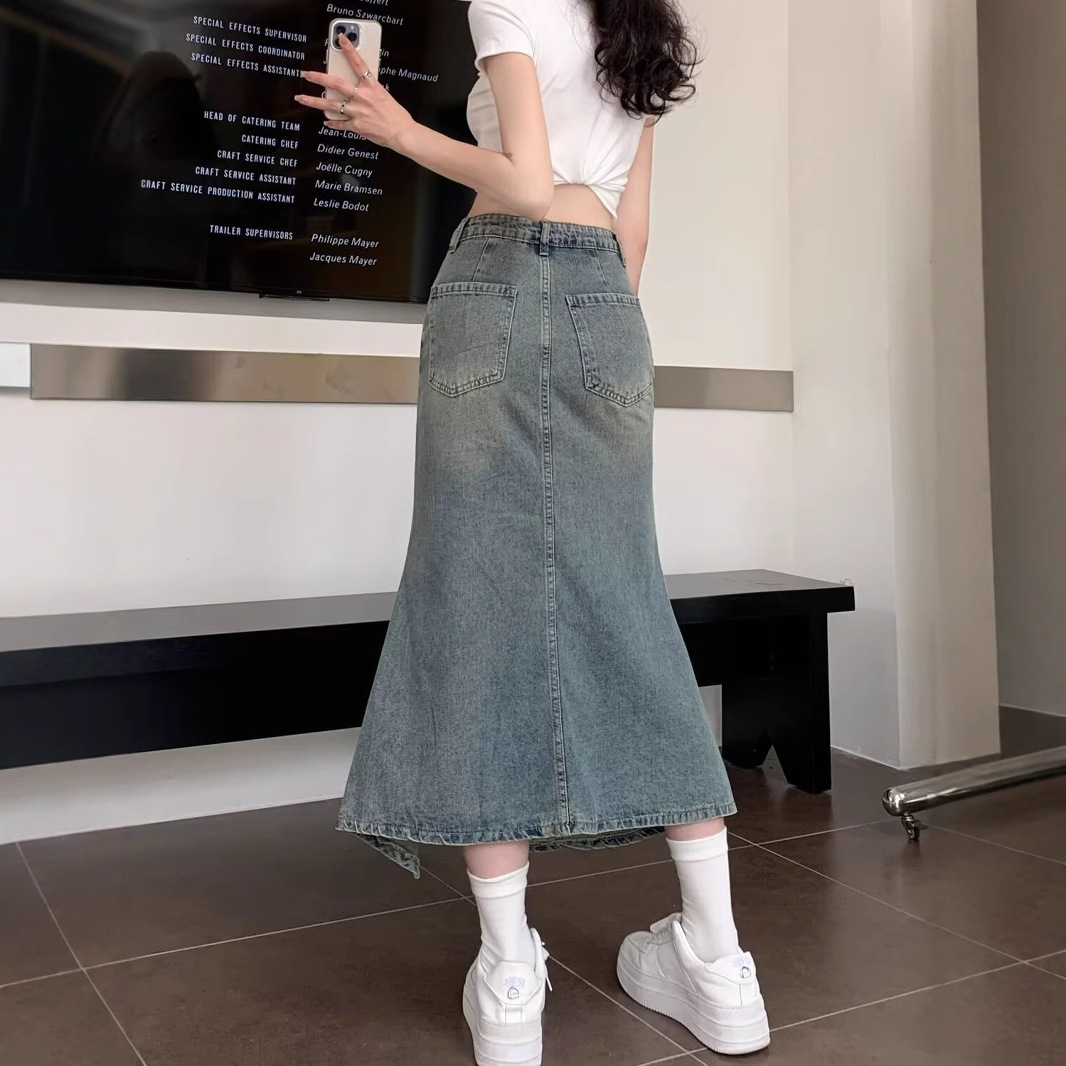 Koreańska spódnica dżinsowa z  – Denim Skirt Midi Vintage recenzja i cena