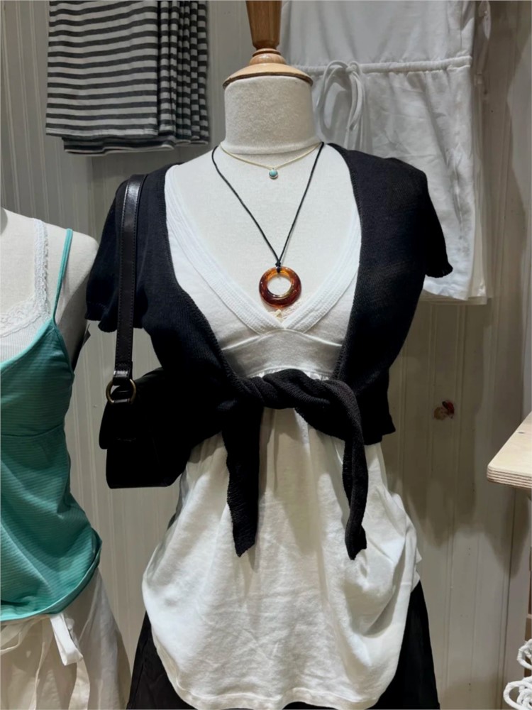 Czarny krótki kardigan sznurow – Crop Cardigan Vintage recenzja i cena