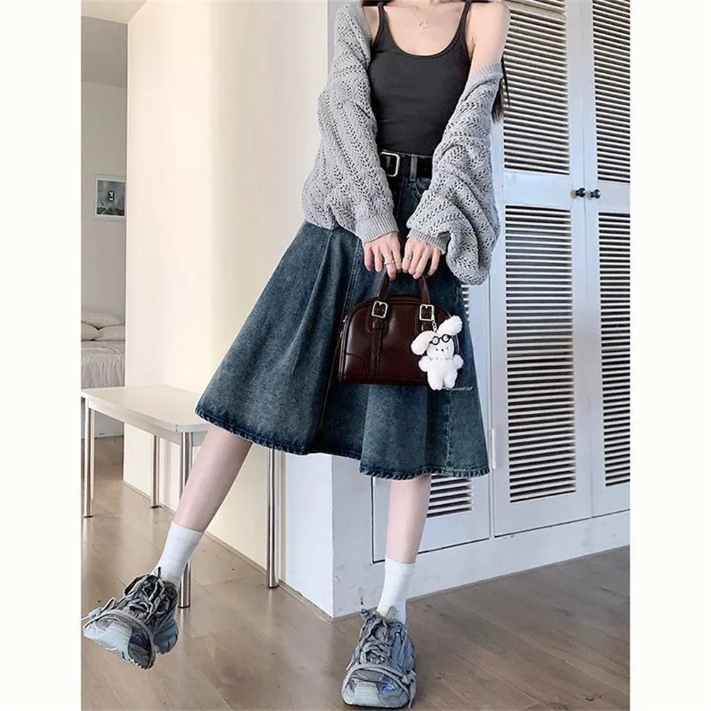 Letnie modne designerskie dżin – Denim Skirt Midi Vintage recenzja i cena