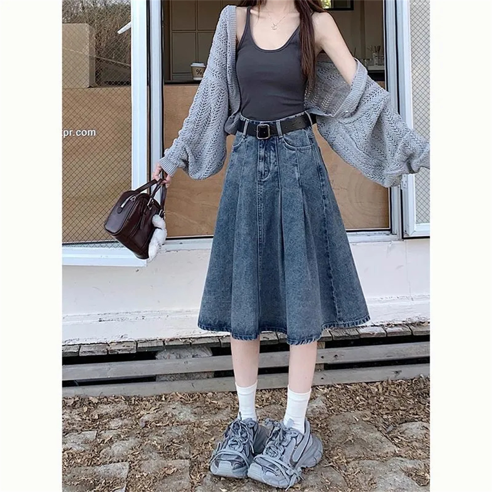 Letnie modne designerskie dżin – Denim Skirt Midi Vintage recenzja i cena