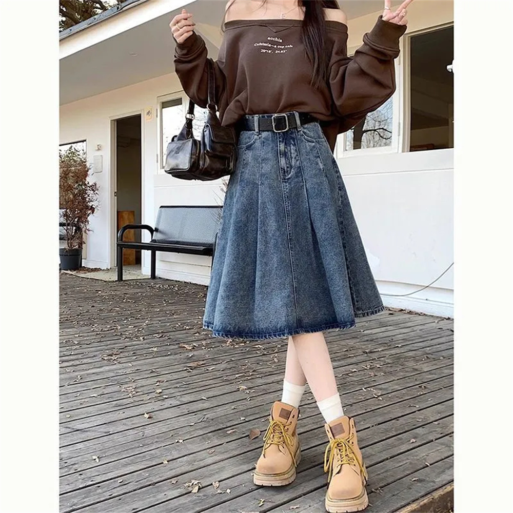 Letnie modne designerskie dżin – Denim Skirt Midi Vintage recenzja i cena