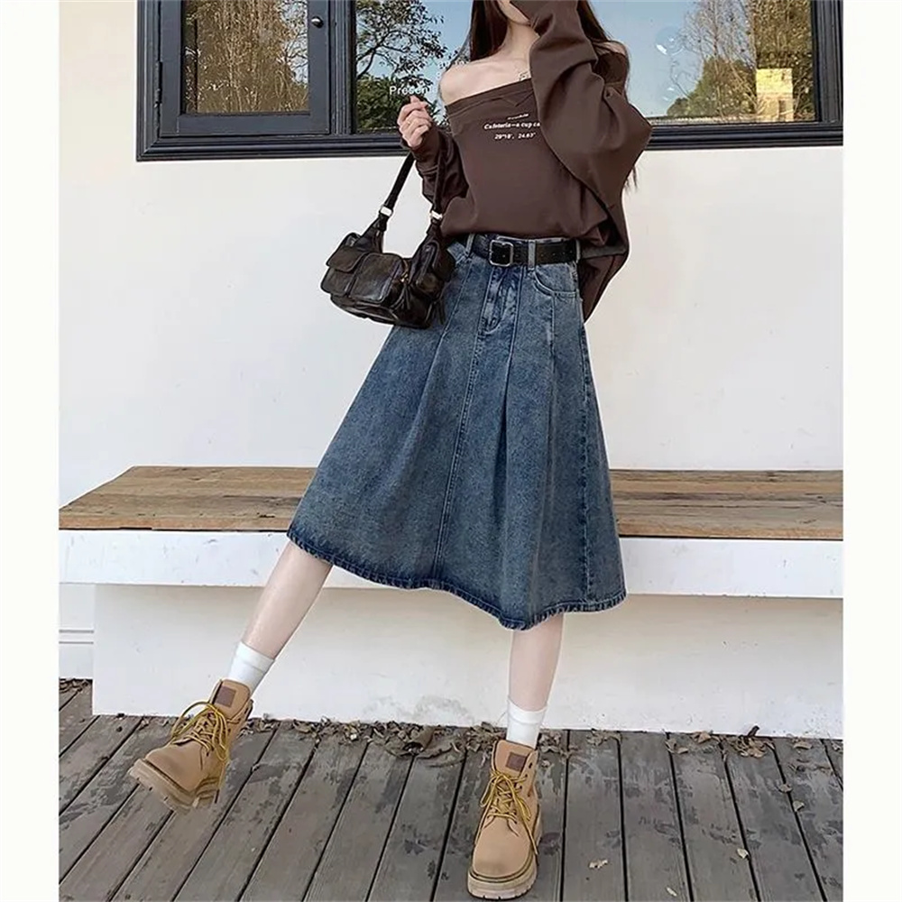 Letnie modne designerskie dżin – Denim Skirt Midi Vintage recenzja i cena