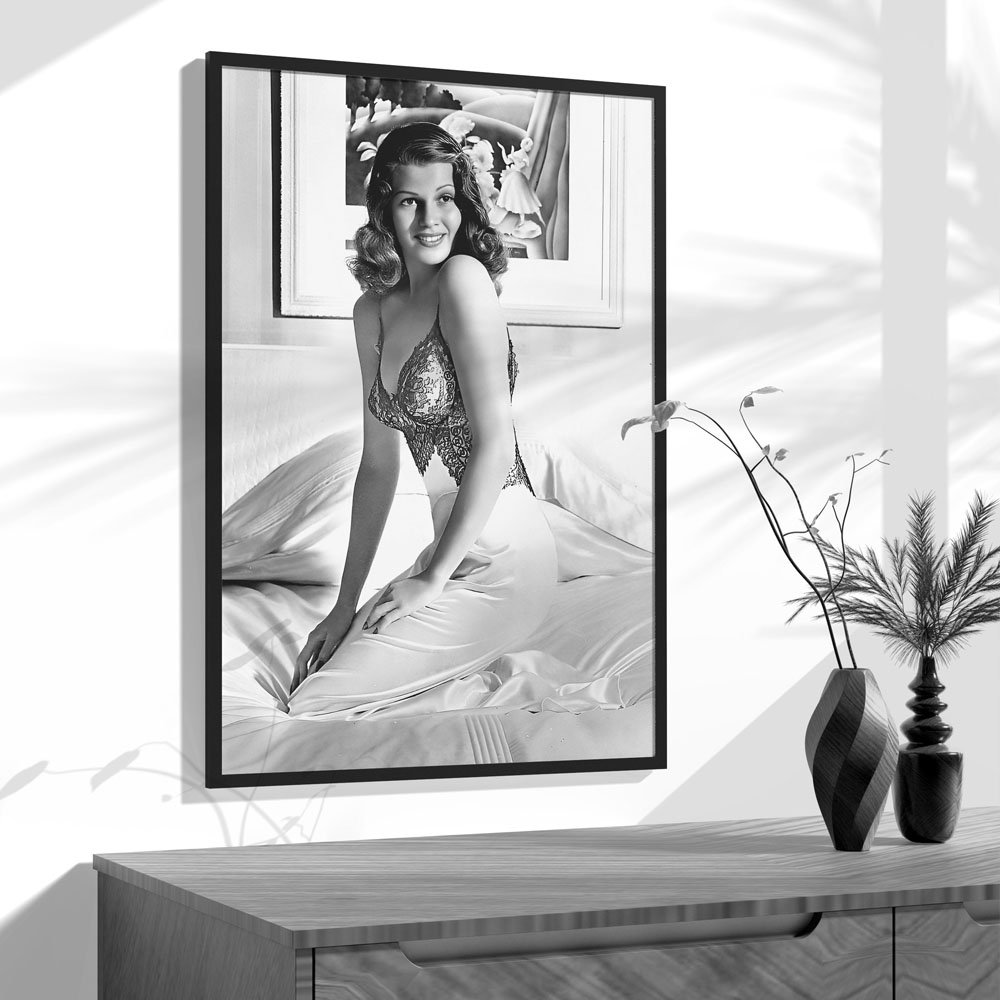 Plakat Rita Hayworth, czarno-b – Vintage Fashion Illustration recenzja i cena