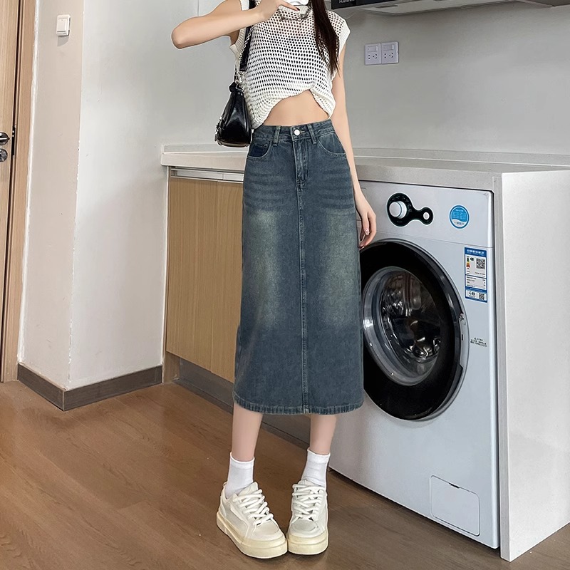 Wiosna Lato Nowa Retro Kolorow – Denim Skirt Midi Vintage recenzja i cena