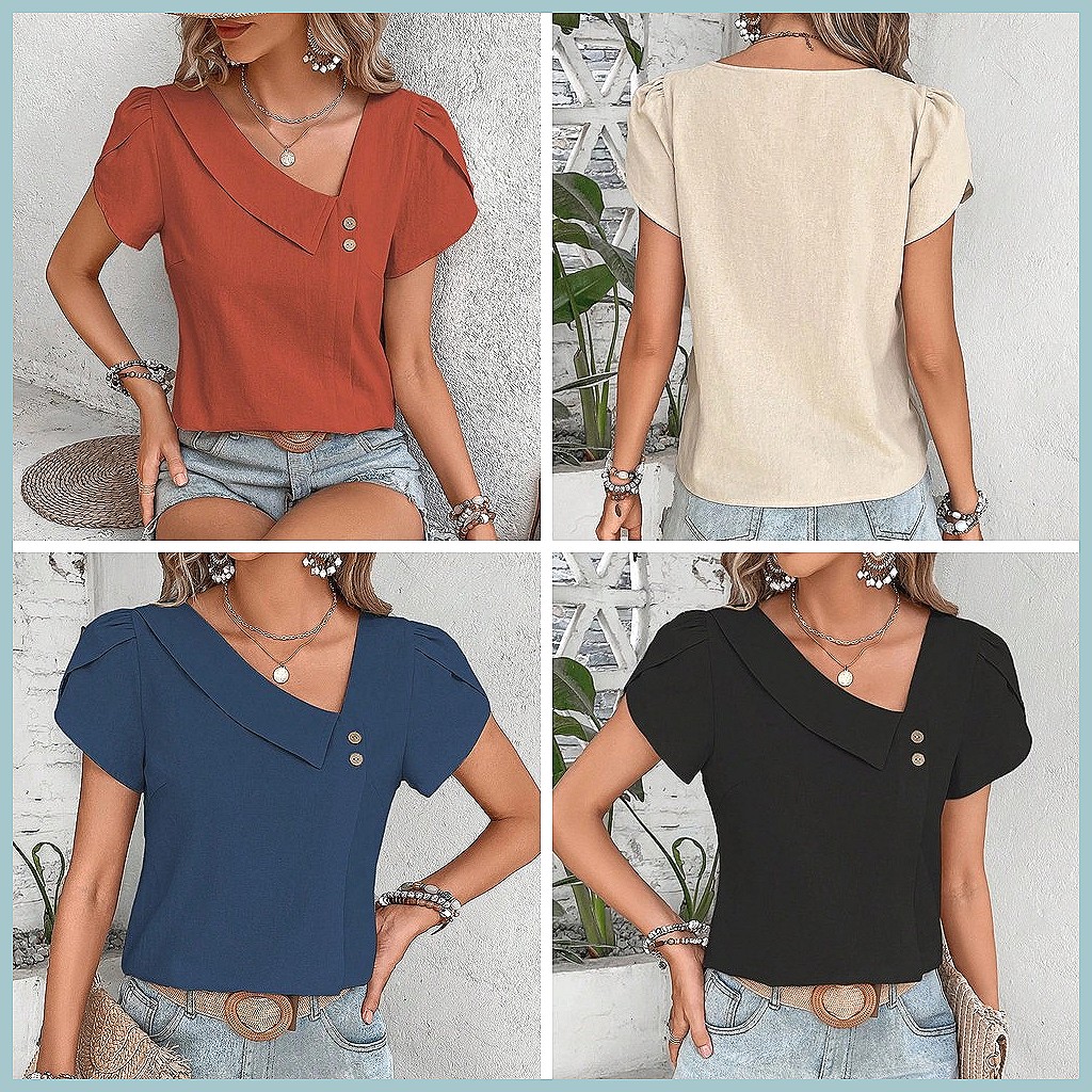 Damska bluzka w jednolitym kol – Usa Vintage Fashion recenzja i cena