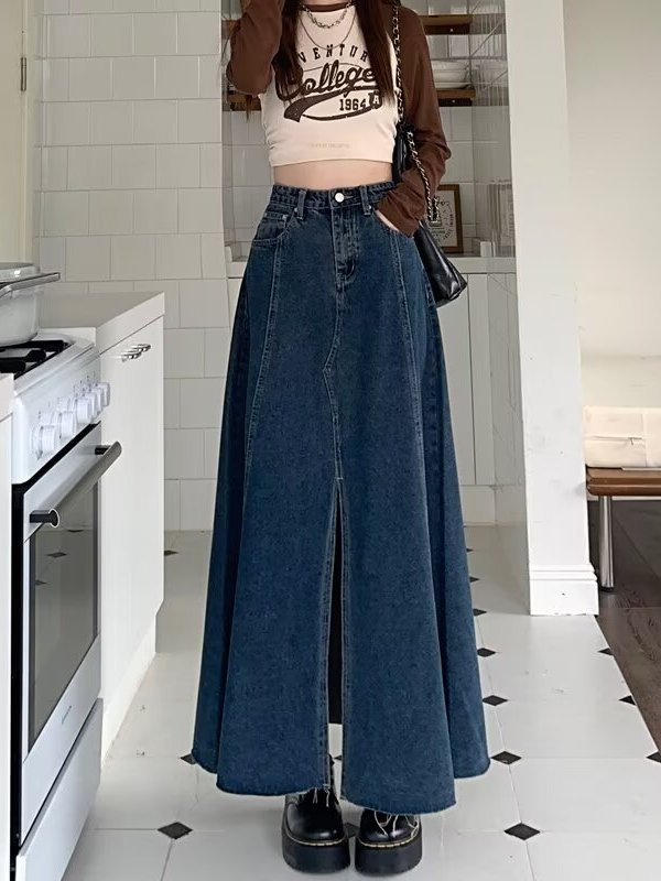 Dżinsowa spódnica midi z wysok – Denim Skirt Midi Vintage recenzja i cena