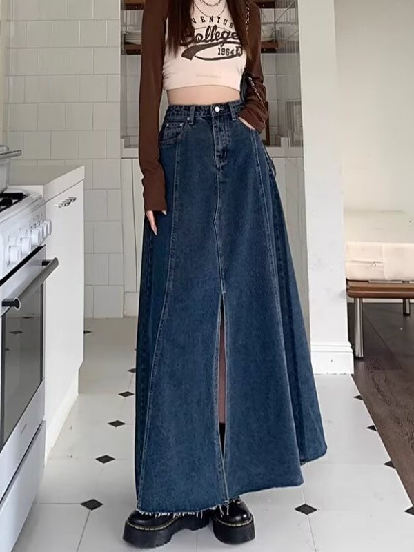 Dżinsowa spódnica midi z wysok – Denim Skirt Midi Vintage recenzja i cena