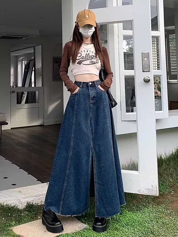Dżinsowa spódnica midi z wysok – Denim Skirt Midi Vintage recenzja i cena