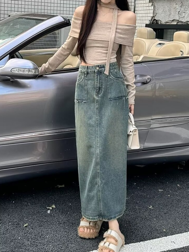 Spódnica jeansowa midi z wysok – Denim Skirt Midi Vintage recenzja i cena