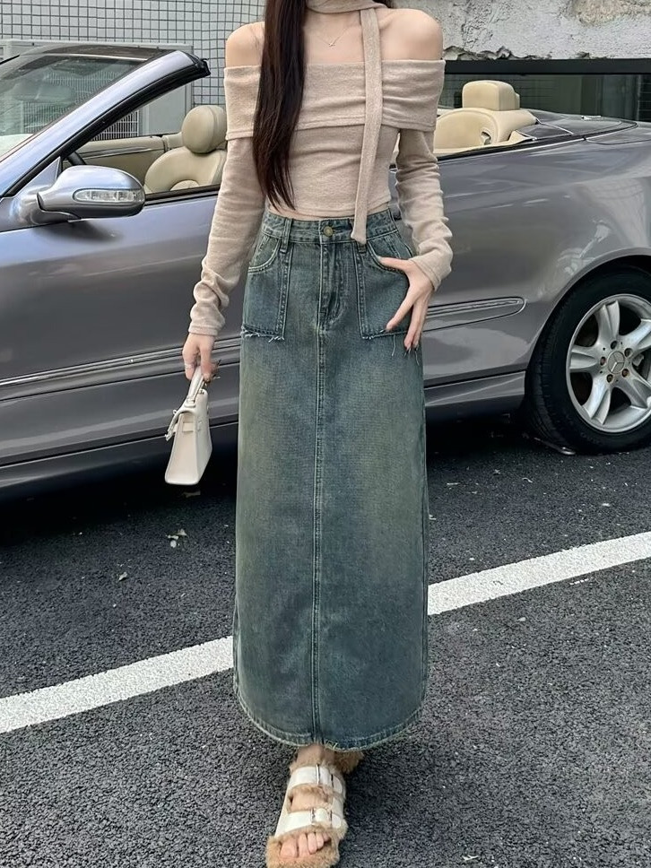 Spódnica jeansowa midi z wysok – Denim Skirt Midi Vintage recenzja i cena